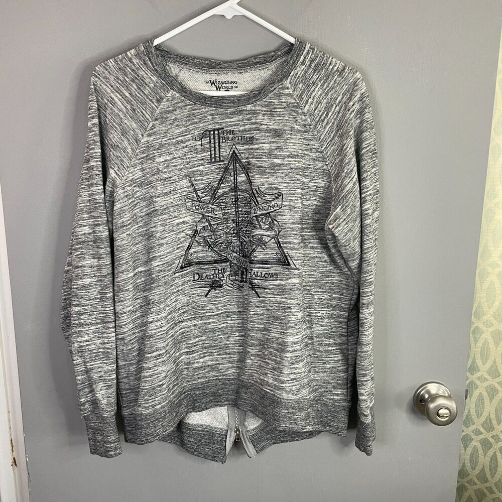 Wizarding World Womens M Harry Potter Universal Sweatshirt Zip Deathly Hallows